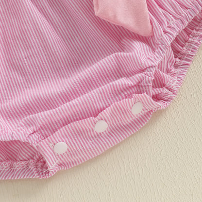 PROSPERBABY Girl Letter Embroidery Romper Sweet Fly Sleeve Birthday Bodysuits Children Cotton Lovely Jumpsuits Clothes