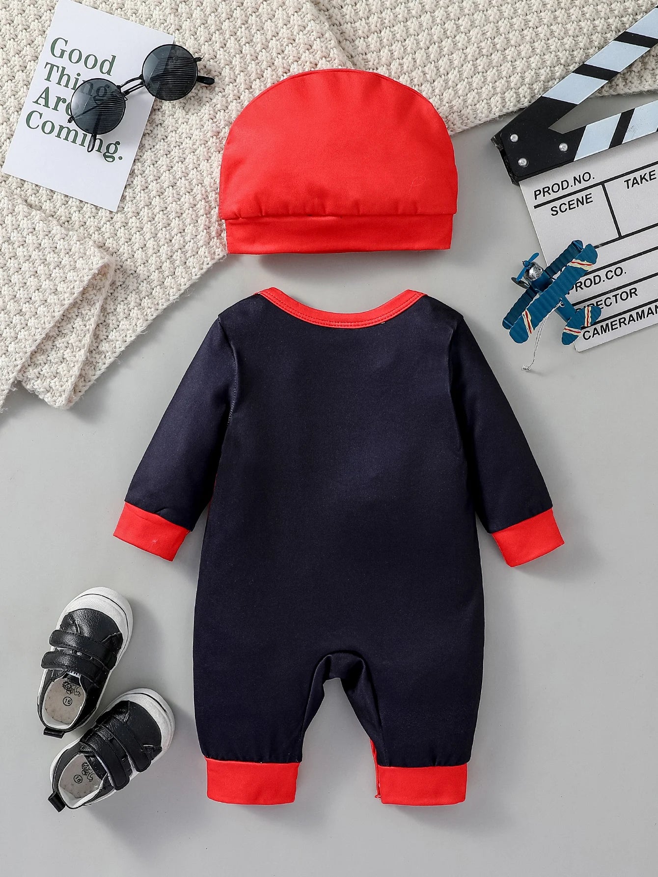 2PCS New Style Boys Cartoon Spider Long Sleeve Cool Fashion Jumpsuit All Seasons +Hat