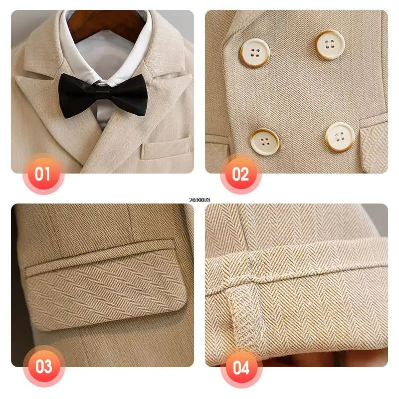 BoysSuit For Wedding BabyKids Photograph Suit ChildrenFormal Ceremony Tuxedo Dress Party Performance Costume
