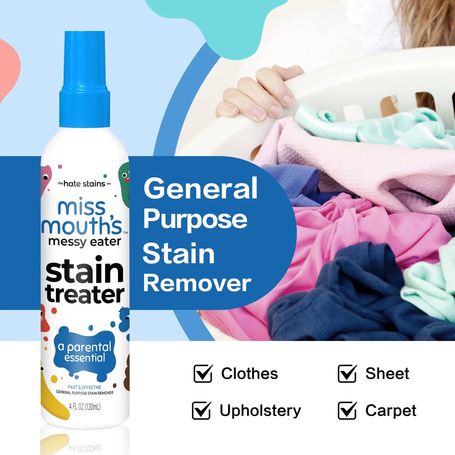 Fabric Stain Remover Spray Dust Bleached Decontamination Treater Spray Effective Yellow Stains Removal for Laundry and Shoes