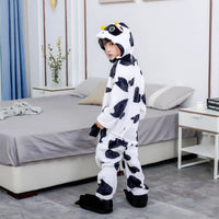 Adults Cow Cartoon Pajama Onesies Jumpsuit Hooded