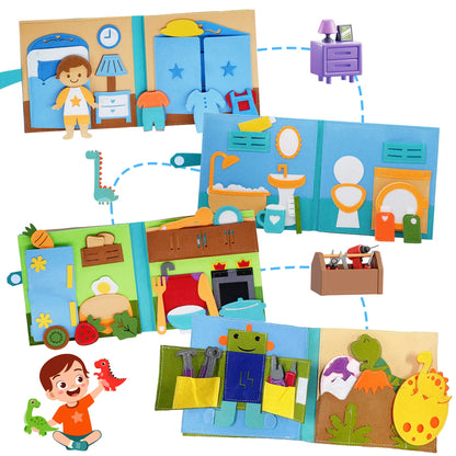 Toddlers Toy Busy Book 3D Baby Story Cloth Activities Felt Quite Book Board Preschool Learning Education Travel Toys