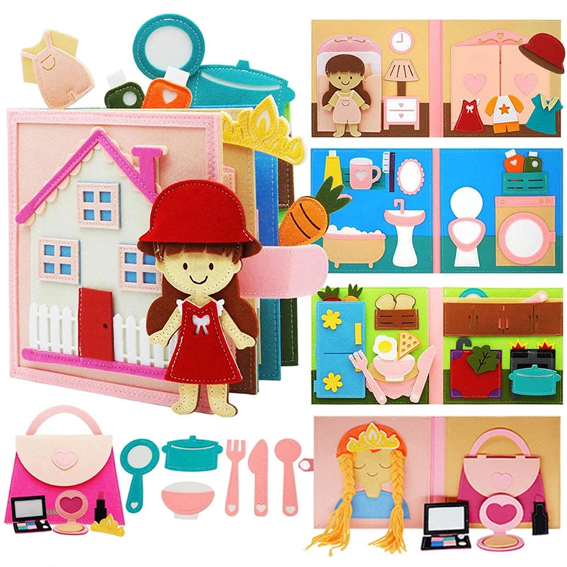 Toddlers Toy Busy Book 3D Baby Story Cloth Activities Felt Quite Book Board Preschool Learning Education Travel Toys