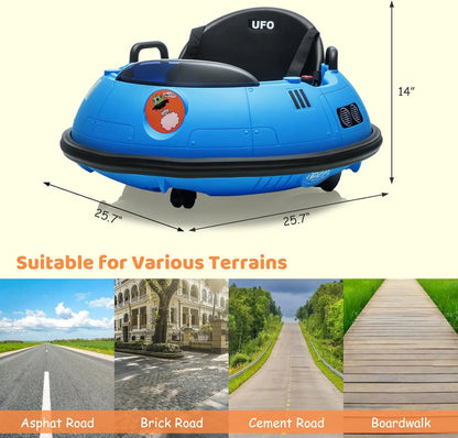 12V Kids Bumper Car with Remote Control,360° Spin,LED Lights,Safety Belt & Music,Electric Ride On Toy for Toddlers 18+ Months