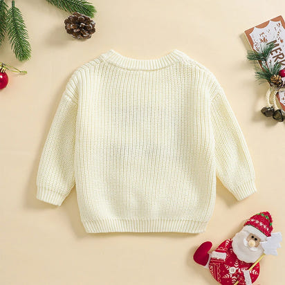Baby My First Christmas Sweaters Letter Embroidered Knitted Pullover