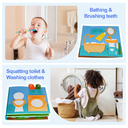 Toddlers Toy Busy Book 3D Baby Story Cloth Activities Felt Quite Book Board Preschool Learning Education Travel Toys