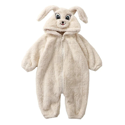 Romper Fleece Cartoon Panda Bunny Hooded Jumpsuit for Boy Girl Clothes Soft Loungewear Thicken Onesie