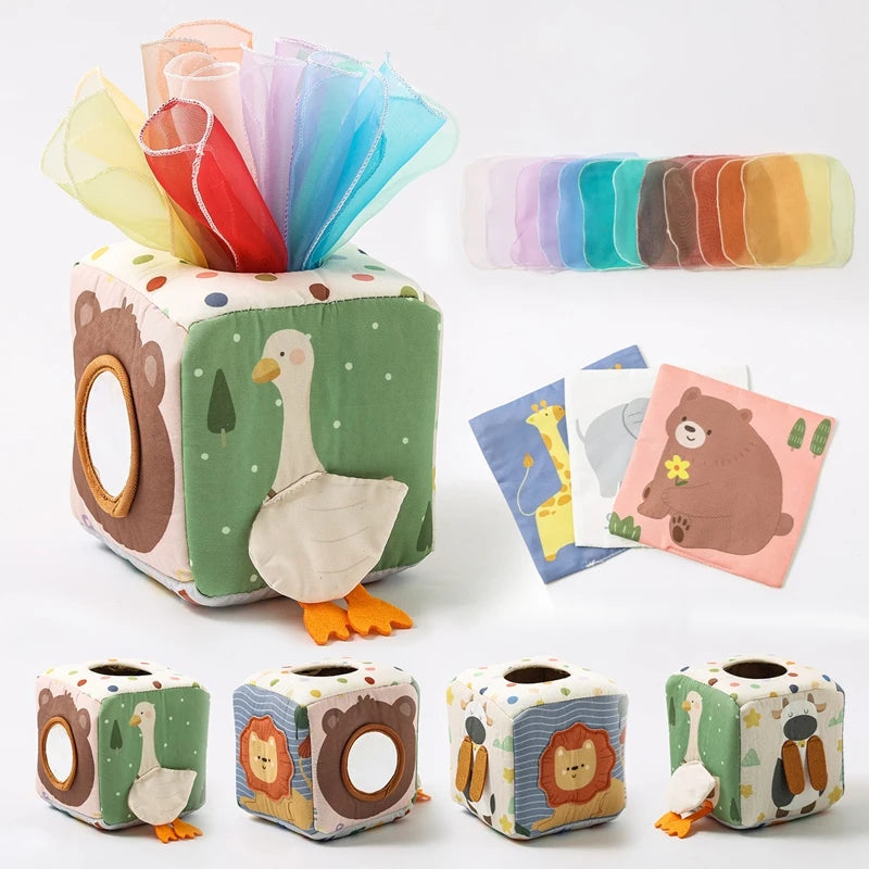 Toys Magic Cotton Animal Tissue Box Kids Finger Exercise Cloth Busy Box Toys Baby Educational Activity Sensory