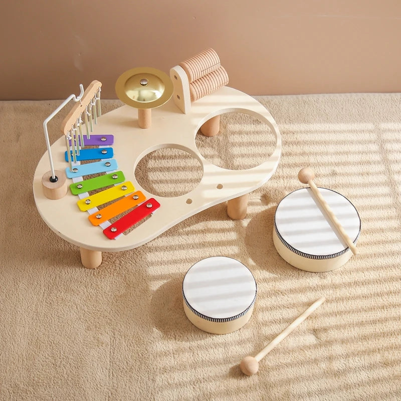 Baby Educational Toys Wooden Aeolian Bells Montessori Children's Musical Toys Xylophone Newborn Birthday Gifts Music Table Toys