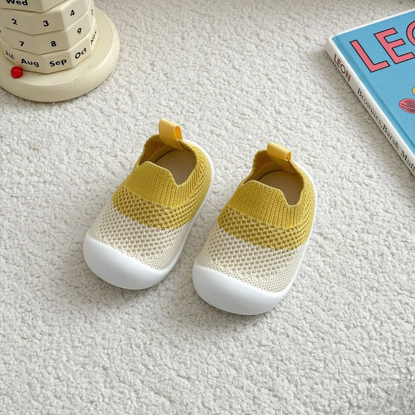 PROSPERBABY Anti-Slip Shoes Breathable Crib Floor Socks with Rubber Sole for ChildrenGirlsBoys Mesh Shoes Soft Bottom Slippers