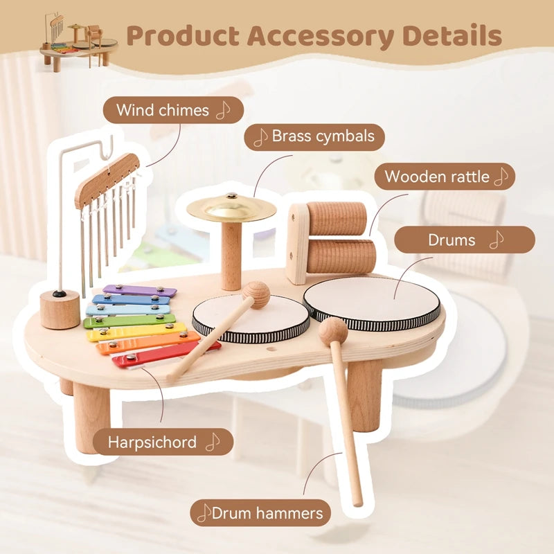 Baby Educational Toys Wooden Aeolian Bells Montessori Children's Musical Toys Xylophone Newborn Birthday Gifts Music Table Toys