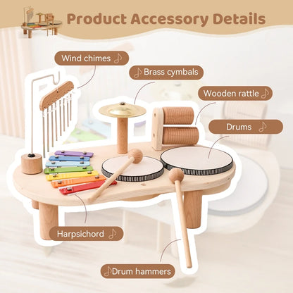 Baby Educational Toys Wooden Aeolian Bells Montessori Children's Musical Toys Xylophone Newborn Birthday Gifts Music Table Toys
