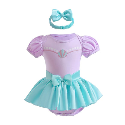 Disney Princess Baby Girl Dress Romper With Headbands