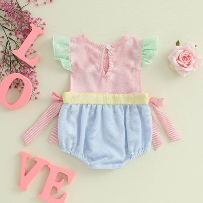Baby Girl "Jesus Loves Me" Romper Ruffle Sleeveless Newborn Outfit