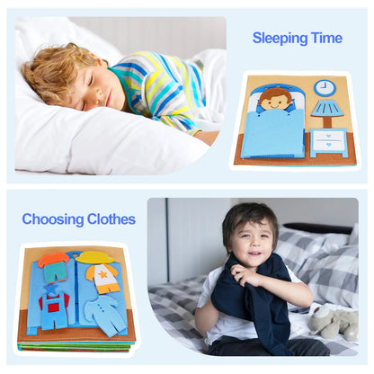 Toddlers Toy Busy Book 3D Baby Story Cloth Activities Felt Quite Book Board Preschool Learning Education Travel Toys