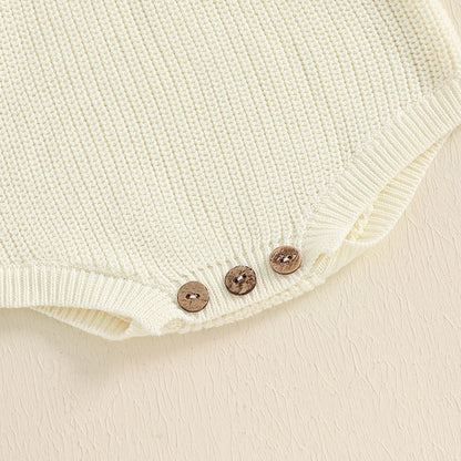 Baby My First Christmas Sweater Romper Embroidery Long Sleeve Crew Neck