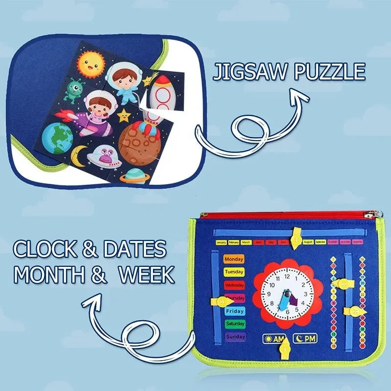 Kids Travel Toy Felt Activity Quiet Books Busy Board Activity Educational Sensory Learning Book