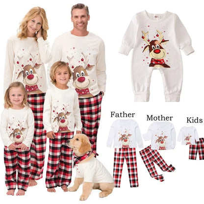 Family Matching Christmas Pajamas Sets Deer Print Tops+Pants Xmas Sleepwear Baby