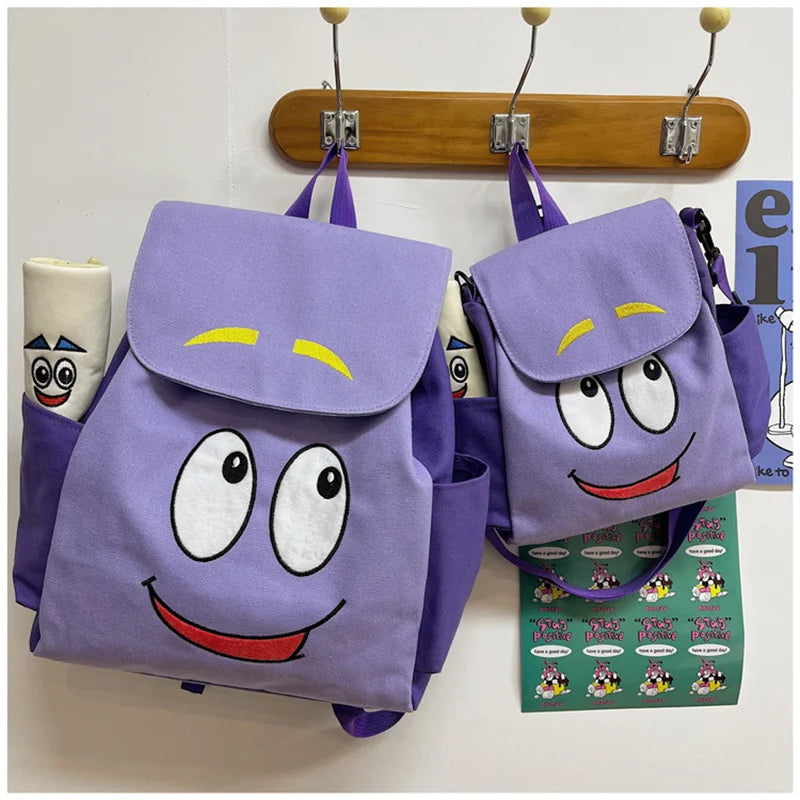 Dora The Explorer Backpack Cartoon Map Large Capacity Messenger Bag