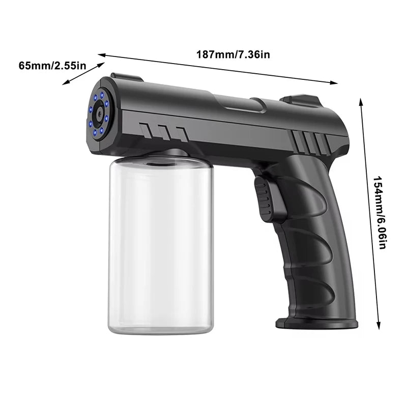 Barber Sprayer Bottle 280ML Steam Spray Sprayer Bottle Handheld USB Nano Blue Light Electric Household Spray Disinfection Gun