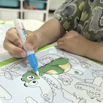 Magic Water Drawing Book for Kids - Reusable Doodle Mat, Mess-Free Travel Toy, Foldable Painting Activity Book
