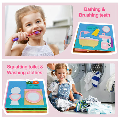 Toddlers Toy Busy Book 3D Baby Story Cloth Activities Felt Quite Book Board Preschool Learning Education Travel Toys
