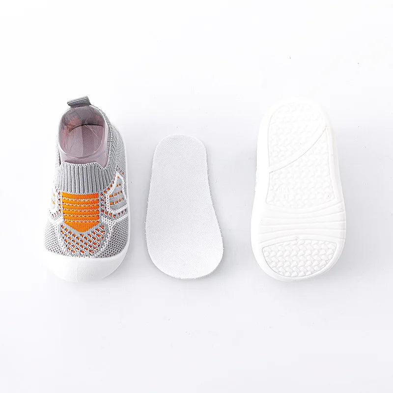 PROSPERBABY Anti-Slip Shoes Breathable Crib Floor Socks with Rubber Sole for ChildrenGirlsBoys Mesh Shoes Soft Bottom Slippers