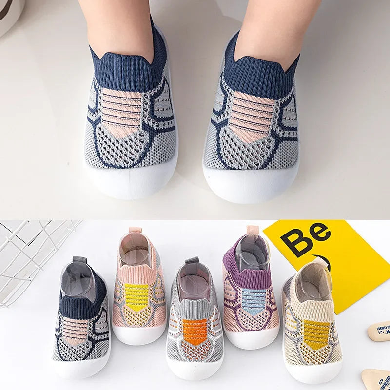 PROSPERBABY Anti-Slip Shoes Breathable Crib Floor Socks with Rubber Sole for ChildrenGirlsBoys Mesh Shoes Soft Bottom Slippers