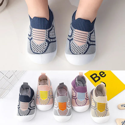 PROSPERBABY Anti-Slip Shoes Breathable Crib Floor Socks with Rubber Sole for ChildrenGirlsBoys Mesh Shoes Soft Bottom Slippers