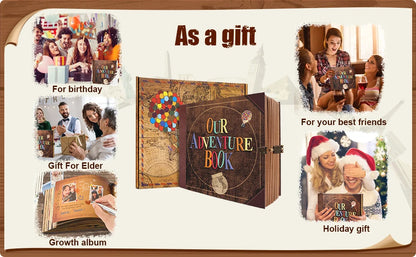 Our Adventure Book 146 Page Diy Handmade Photo Album Scrapbook Retro Kraft Album Anniversary Wedding Memory Valentine's Day Gift