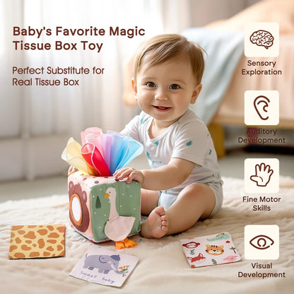 Toys Magic Cotton Animal Tissue Box Kids Finger Exercise Cloth Busy Box Toys Baby Educational Activity Sensory