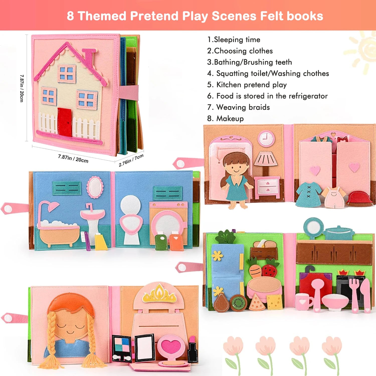 Toddlers Toy Busy Book 3D Baby Story Cloth Activities Felt Quite Book Board Preschool Learning Education Travel Toys
