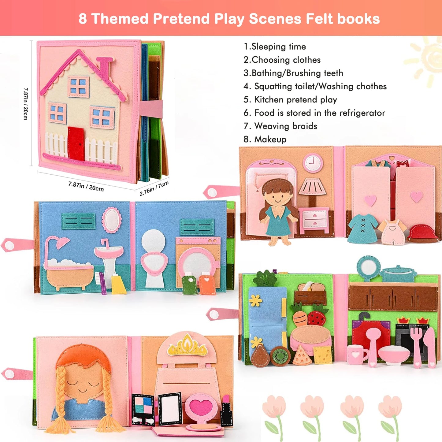 Toddlers Toy Busy Book 3D Baby Story Cloth Activities Felt Quite Book Board Preschool Learning Education Travel Toys