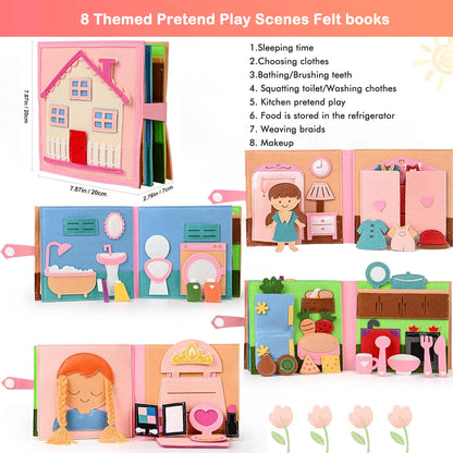 Toddlers Toy Busy Book 3D Baby Story Cloth Activities Felt Quite Book Board Preschool Learning Education Travel Toys