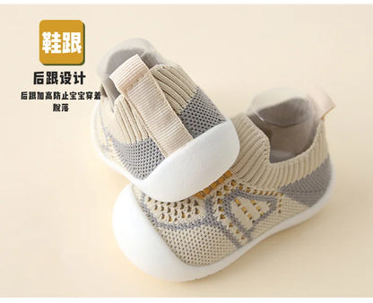 PROSPERBABY Anti-Slip Shoes Breathable Crib Floor Socks with Rubber Sole for ChildrenGirlsBoys Mesh Shoes Soft Bottom Slippers