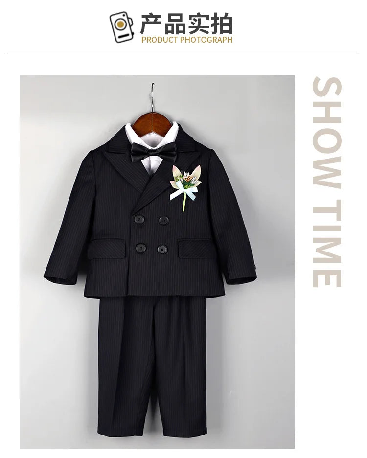 BoysSuit For Wedding BabyKids Photograph Suit ChildrenFormal Ceremony Tuxedo Dress Party Performance Costume