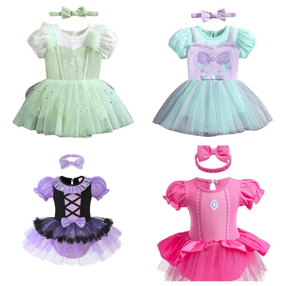 Disney Princess Baby Girl Dress Romper With Headbands