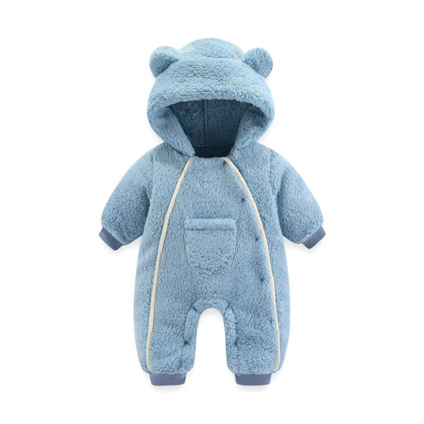 Baby Bear Hooded Romper Fleece Jumpsuit Winter Coat