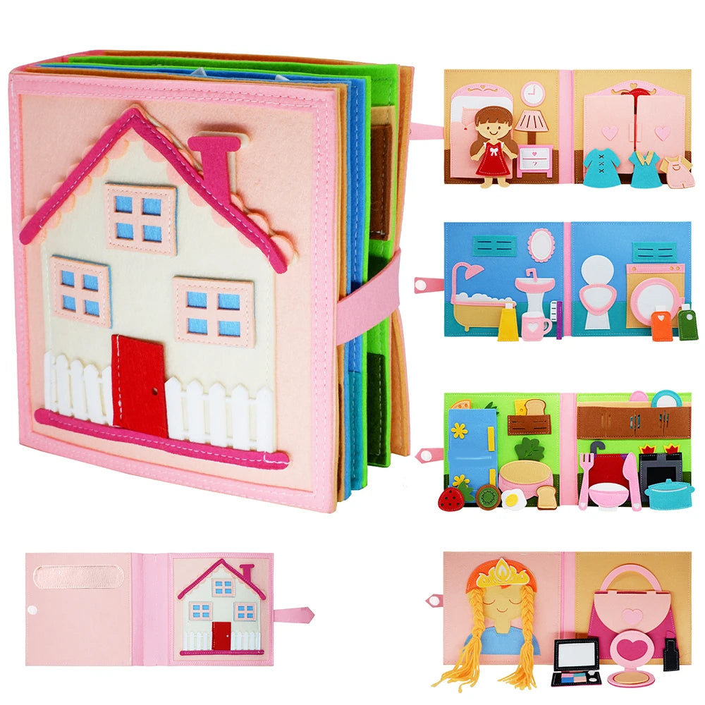 Toddlers Toy Busy Book 3D Baby Story Cloth Activities Felt Quite Book Board Preschool Learning Education Travel Toys