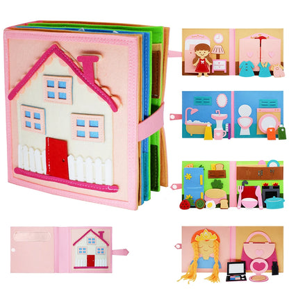 Toddlers Toy Busy Book 3D Baby Story Cloth Activities Felt Quite Book Board Preschool Learning Education Travel Toys