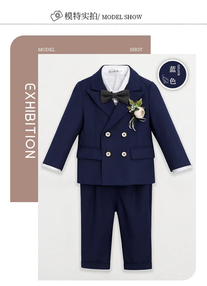 BoysSuit For Wedding BabyKids Photograph Suit ChildrenFormal Ceremony Tuxedo Dress Party Performance Costume
