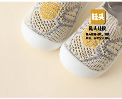 PROSPERBABY Anti-Slip Shoes Breathable Crib Floor Socks with Rubber Sole for ChildrenGirlsBoys Mesh Shoes Soft Bottom Slippers