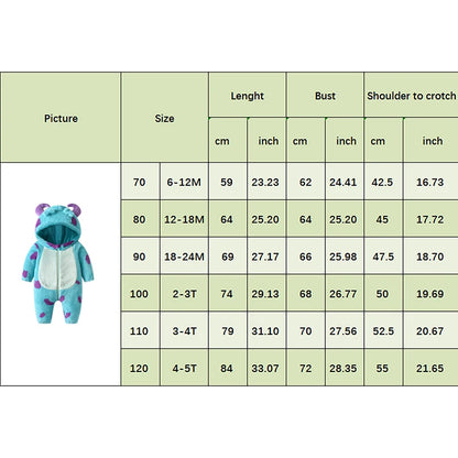 PROSPERBABY Fleece Jumpsuit Cartoon Animal Hooded Warm Winter Rompers Outwear Snowsuit Cosplay Costume