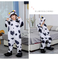 Adults Cow Cartoon Pajama Onesies Jumpsuit Hooded