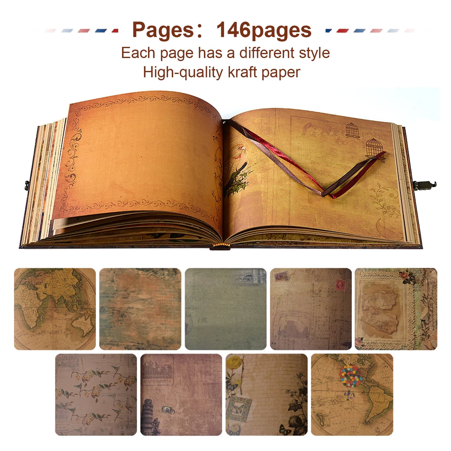 Our Adventure Book 146 Page Diy Handmade Photo Album Scrapbook Retro Kraft Album Anniversary Wedding Memory Valentine's Day Gift