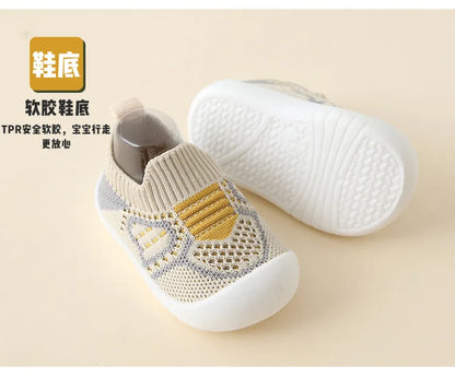 PROSPERBABY Anti-Slip Shoes Breathable Crib Floor Socks with Rubber Sole for ChildrenGirlsBoys Mesh Shoes Soft Bottom Slippers