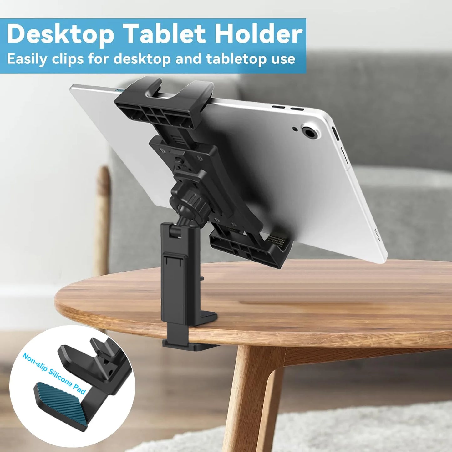 Portable Foldable Airplane Phone Holder Tablet Mount for Car Travel Desk Edge 360° Degree Rotation Adjustable HandsFree Stand