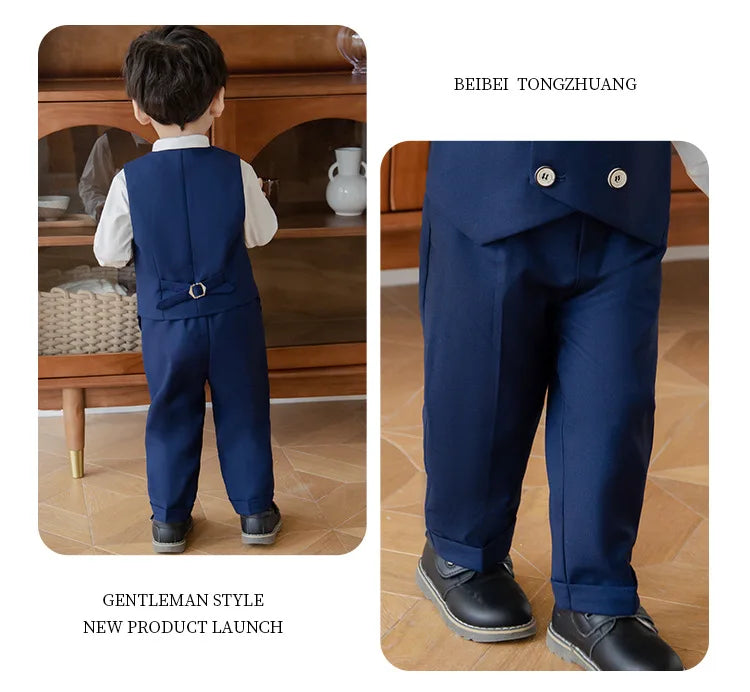 BoysSuit For Wedding BabyKids Photograph Suit ChildrenFormal Ceremony Tuxedo Dress Party Performance Costume