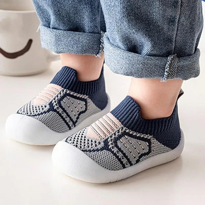 PROSPERBABY Anti-Slip Shoes Breathable Crib Floor Socks with Rubber Sole for ChildrenGirlsBoys Mesh Shoes Soft Bottom Slippers