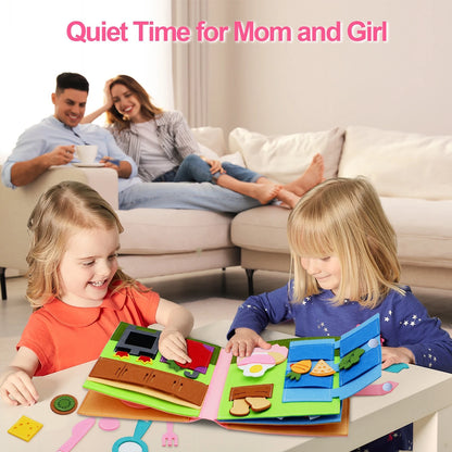 Toddlers Toy Busy Book 3D Baby Story Cloth Activities Felt Quite Book Board Preschool Learning Education Travel Toys